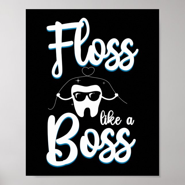 Poster Dentista Dental Floss Como Um Fachado Do Chefe (Frente)