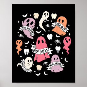 Poster Dentista Ghost Spooky Halloween Dental Hygienist