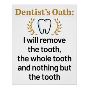 Póster Dentista Oath Funny DDS Graduação DDS
