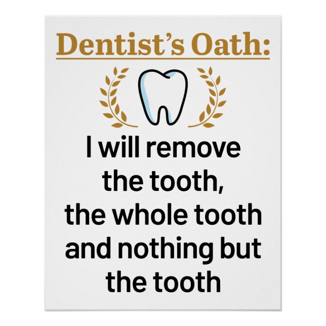 Póster Dentista Oath Funny DDS Graduação DDS (Frente)