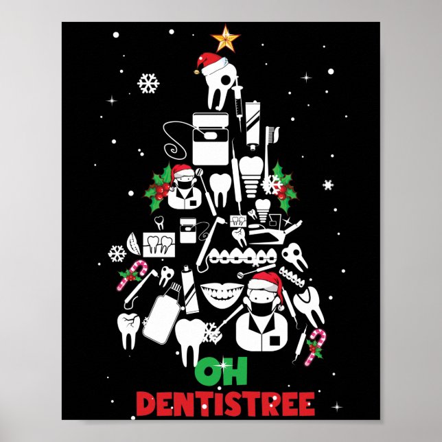 Poster Dentistree Dentist Dental Teeth Árvore de Natal (Frente)