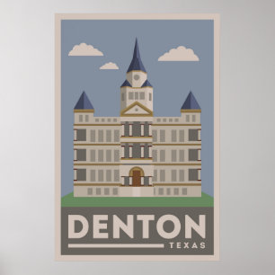Póster Denton Texas Courthouse