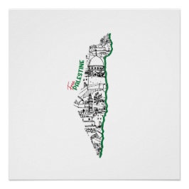 Póster Dentro da Palestina no mapa, Visite a Palestina