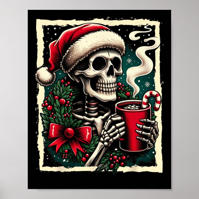 Poster Dentro de chocolate quente de esqueleto natalino M (Frente)