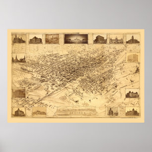 Poster Denver, CO Panorâmica Map - 1881