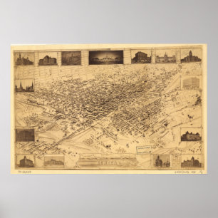 Poster Denver Colorado 1881 mapas panorâmicos