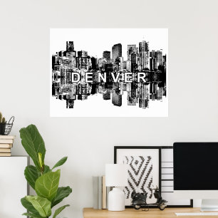 Poster Denver, Colorado em preto e branco