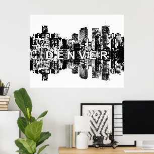 Poster Denver, Colorado em preto e branco