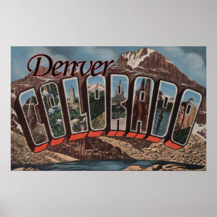 Póster Denver, Colorado - Large Letter Scenes