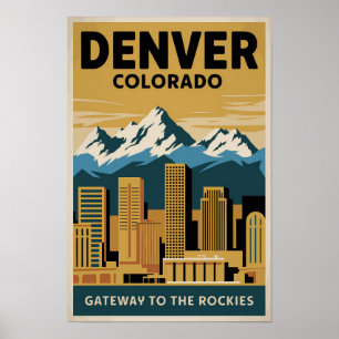 Poster Denver Colorado Paisagem Urbana Viagem Arte Vintag