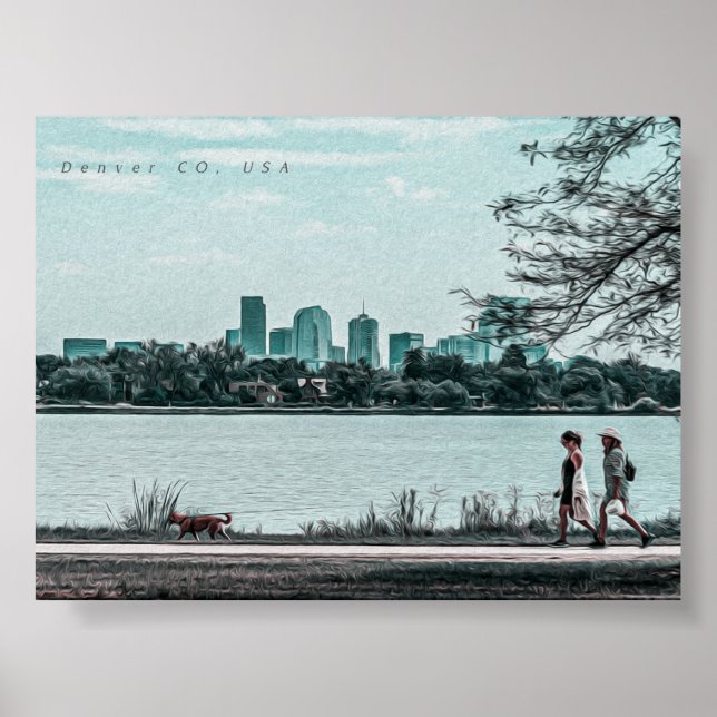 POSTER DENVER COLORADO PINTURA DE ÓLEO (Frente)