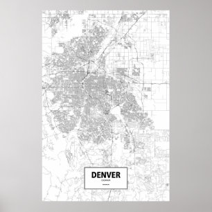 Póster Denver, Colorado (preto no branco)