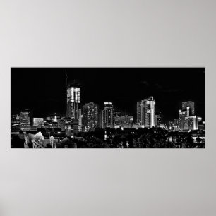 Póster Denver em a noite em preto e branco