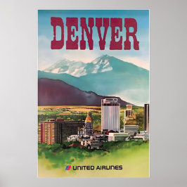 Poster Denver Print Colorado Art United Airlines Travel P