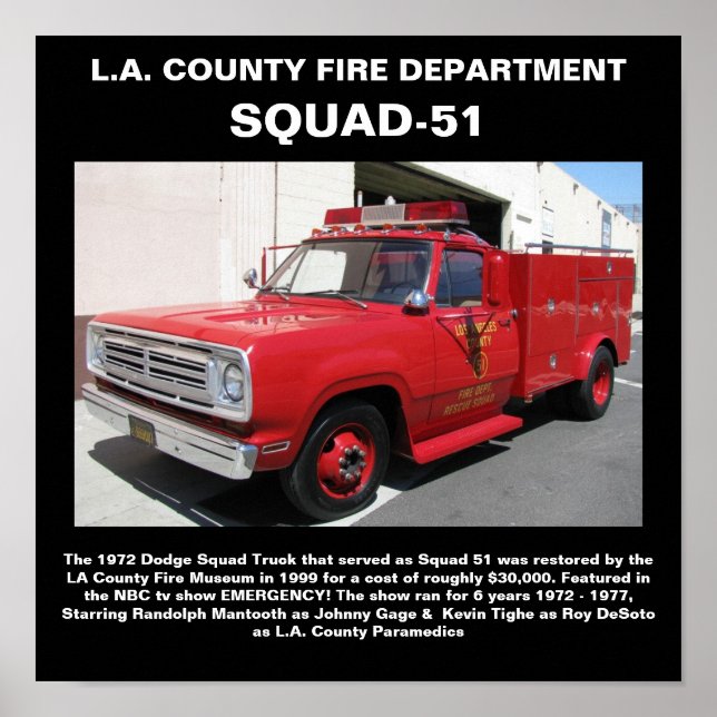 Póster Departamento de Bombeiros do Condado de L.A. Squad (Frente)