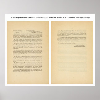 Póster Departamento de Guerra Ordem Geral 143 Tropas Colo