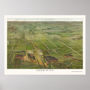 Póster Depew, mapa panorâmico de NY - 1898