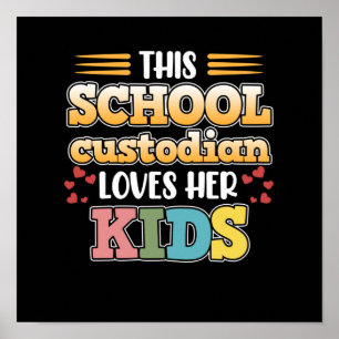 Poster Depositário da escola ama crianças e o zelador de 