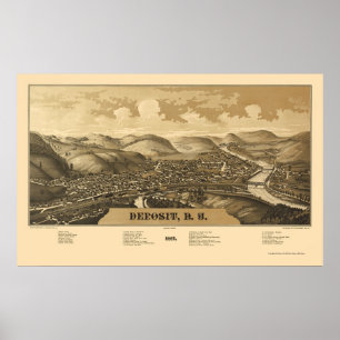 Póster Depósito, mapa panorâmico de NY - 1887