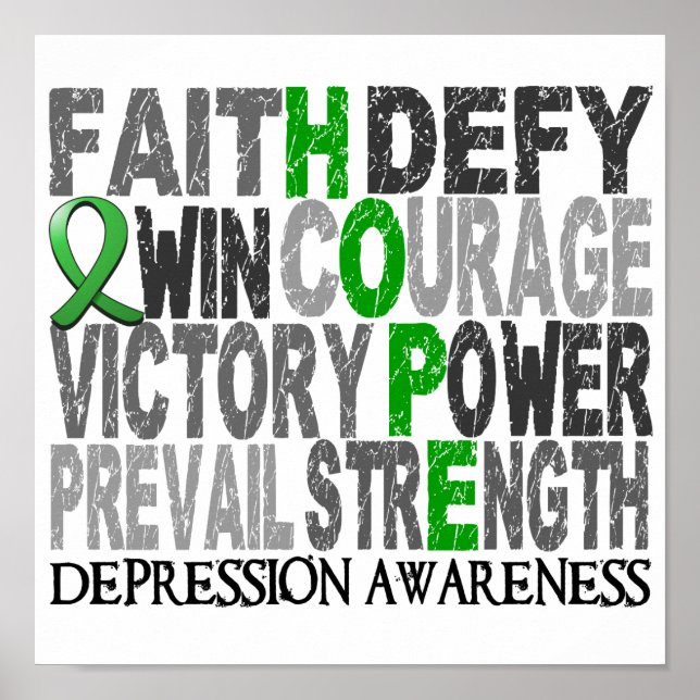 Póster Depressão de Colagem de Palavras Esperança (Frente)