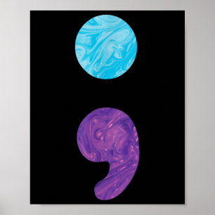 Poster Depressão Semicolon Sensibilização para a Prevençã