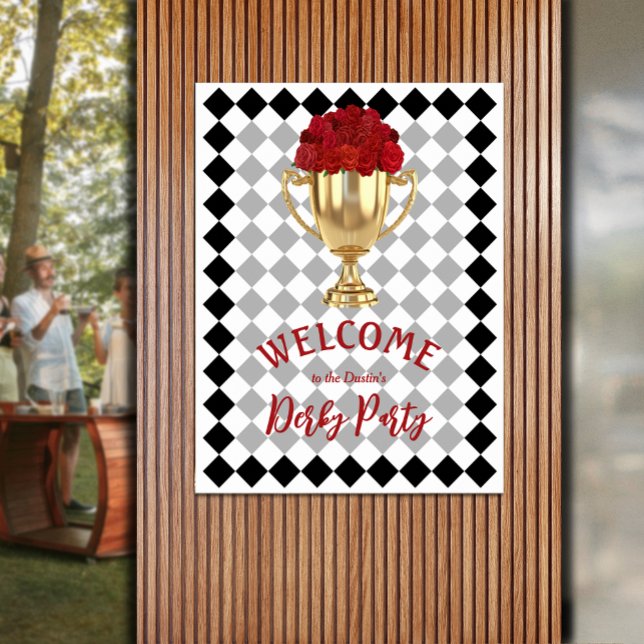 Poster Derby Day Trophy e Rosas bem-vindos (Derby Day trophy and roses Welcome poster - INSTANT DOWNLOAD and/or PRINTED)