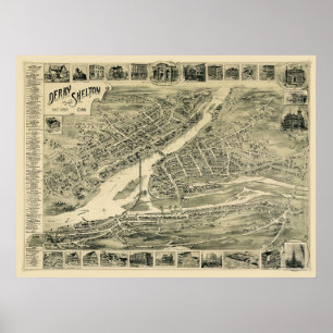 Póster Derby, mapa panorâmico do CT - 1899