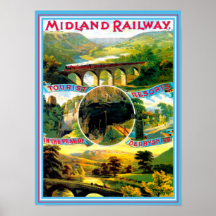 Poster Derbyshire Inglaterra das viagens vintage