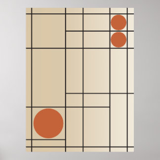 Poster Deriva Óssea Nº 1 Arte Geométrica Bege + Terracota