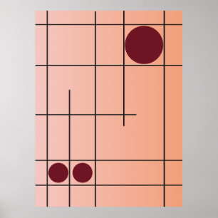 Poster Deriva Rubor Nº 1 Arte Geométrica Rosa e Borgonha
