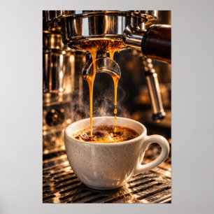 Poster Derramamento de Espresso Dourado – Parede de Máqui