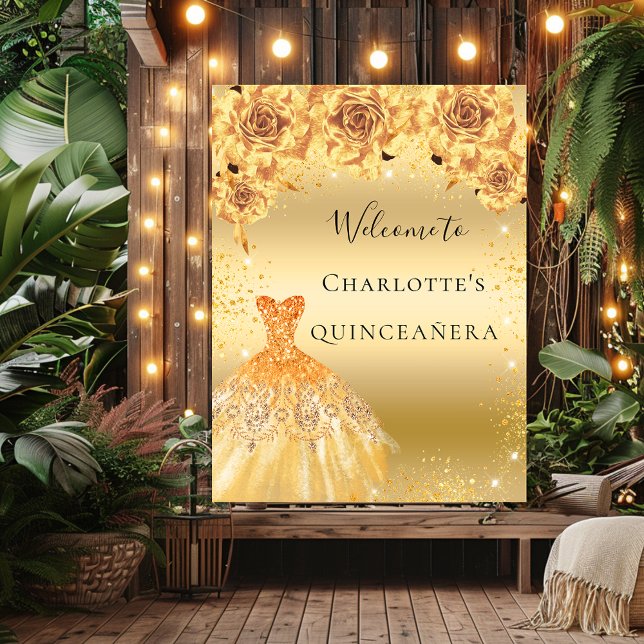 Poster Derramamento de ouro de Quinceanera (Criador carregado)