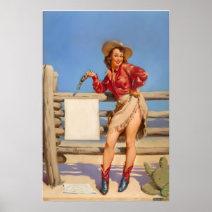 Poster Derrote Aquela Cowgirl Estilo Western Vintage Elvg