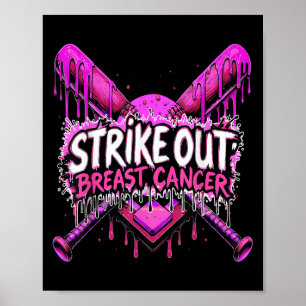 Poster Derrubar o Câncer de Mama Beisebol Softbol Gotejam