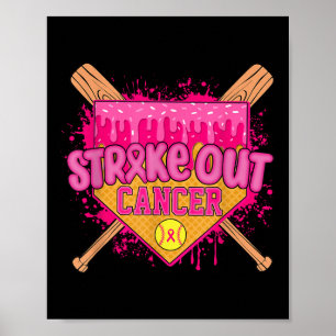 Poster Derrubar o Câncer de Mama Guerreiro Softbol Drip H