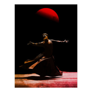 Póster Dervixe Giratório Dança Espiritual Sufi Arte Islâm