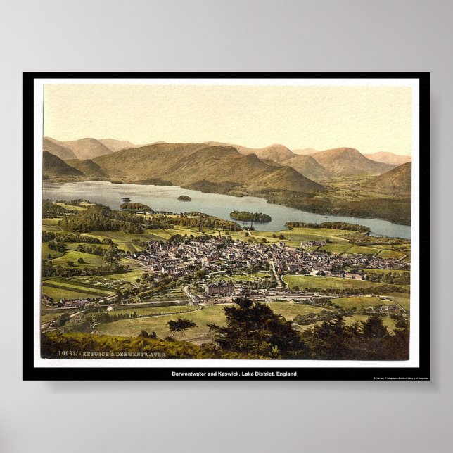 Poster Derwentwater e Keswick, Lake District, Inglaterra (Frente)