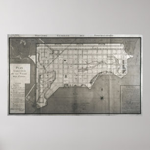Póster DES Cayes de Plano Directeur de la Ville, 1789