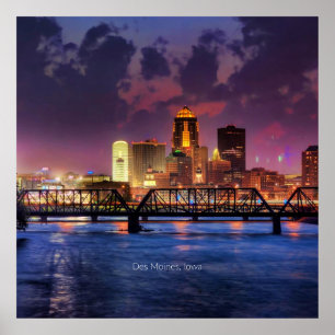 Poster Des Moines, fotografia de cidade de Iowa