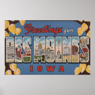 Póster Des Moines, Iowa - Letra Grande Cenas 2