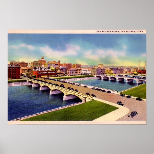 Poster Des Moines River Des Moines, Iowa (Frente)