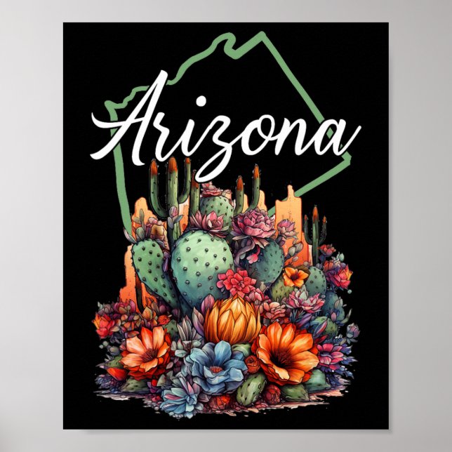 Poster Desabrochando Flores de Cacto Legais do Arizona ao (Frente)