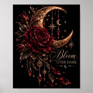Poster Desabrochar Depois do Anoitecer | Rosa Burgundy Gó
