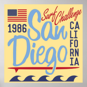 Poster Desafio 1986 do surf de San Diego