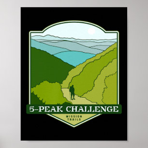 Poster Desafio de 5 picos - Caminhada Mission Trails