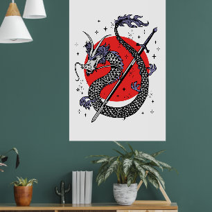 Poster Desafio do Dragão: Uma Majestosa Obra de Arte Chin