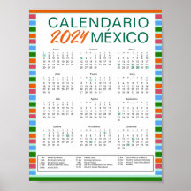 Descargar Calendário Mexicano Espanhol 2024 México