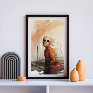 Poster Descida Assombrante - Expressionista de Horror Sur