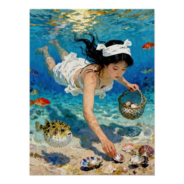 Póster "Descida de Mio" - Retrato Oceânico (Frente)