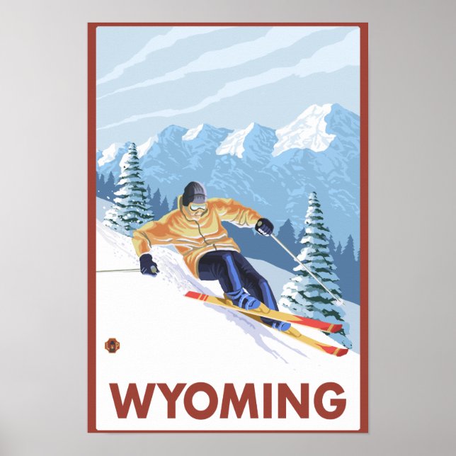 Póster Descida Snow SkierWyoming (Frente)